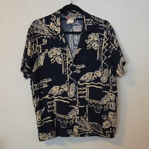 Hilo Hattie Navy and Cream Floral Shirt